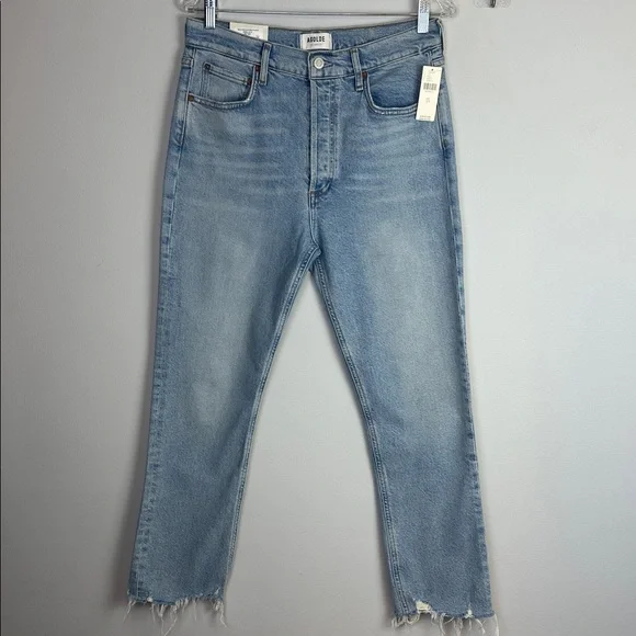 NWT Agolde Riley High Rise Straight Crop Jeans in Bitter Size 29 Cotton Stretch - Picture 2 of 16
